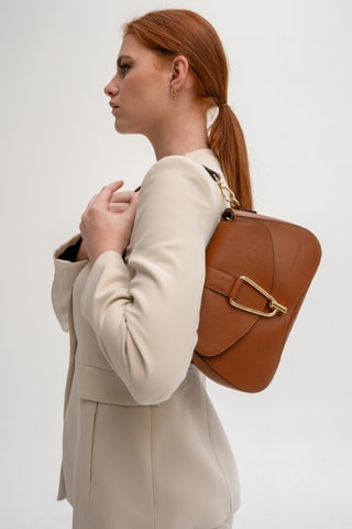 Bandolera de piel Leorad - Camel