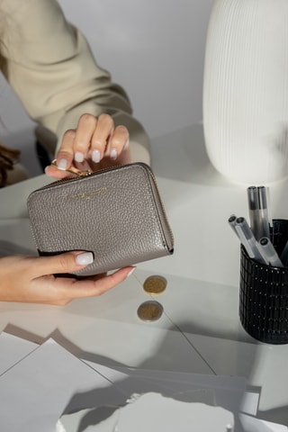 Cartera de piel Jaida - Gris