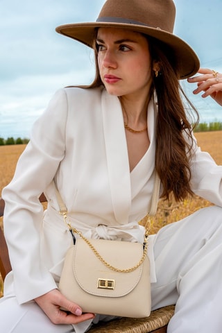 Bandolera de piel Zia - Blanco