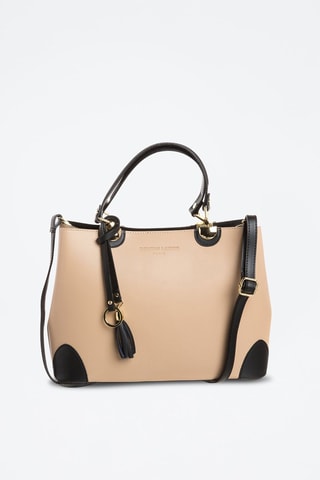 Bolso de piel Armel - Beige y negro