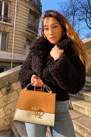 Bolso de piel Ora - Camel y nude