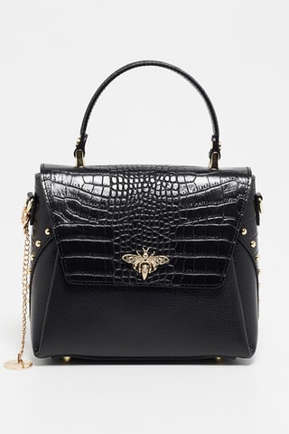Bandolera de piel Yasmin - Negro