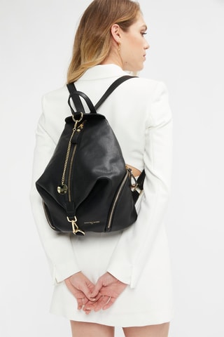 Mochila de piel Racha - Negro