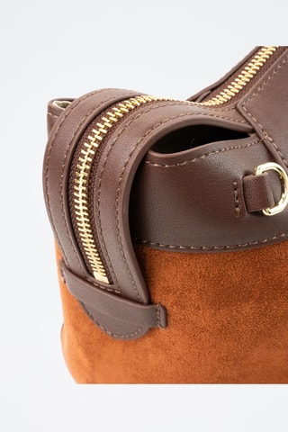 Bolsa de viaje de nobuk y piel Nay - 46 cm - Camel y topo