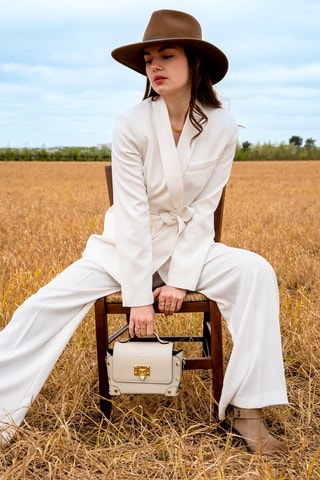 Bandolera de piel Mila - Beige