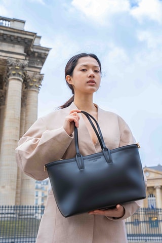 Bolso shopper de piel Moka - Negro