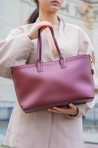 Bolso shopper de piel Moka - Burdeos