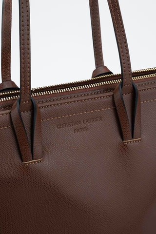 Bolso shopper de piel Moka - Marrón
