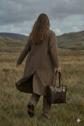 Bolso shopper de piel Eden - Marrón