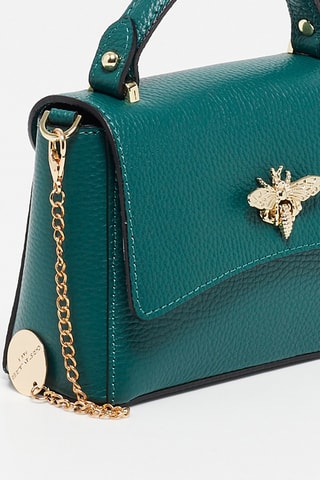 Bandolera de piel Mathilde Rosa oscuro - Verde