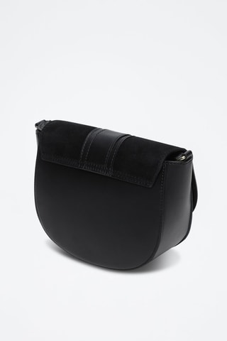 Bandolera de piel de vaqueta Gwen - Negro