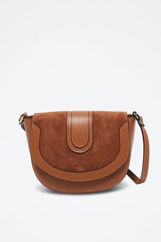 Bandolera de piel de vaqueta Gwen - Camel