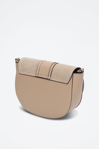 Bandolera de piel de vaqueta Gwen - Nude
