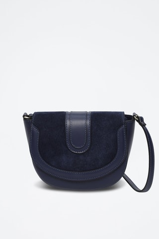 Bandolera de piel de vaqueta Gwen - Azul