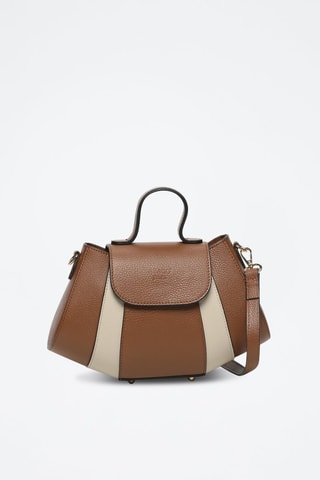 Sac bandoulière en cuir Lara - Camel et beige