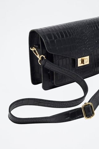 Bandolera de piel Amber crocos - Negro