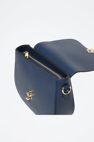 Bandolera de piel Susy - Camel - Azul marino