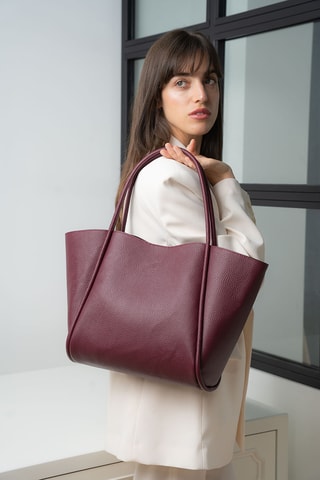 Cabas en cuir Stacy - Bordeaux