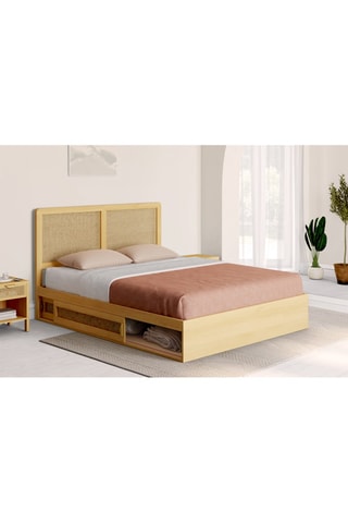 Cama con somierm cabecero y compartimento de rejilla Eve - Cama de 140 x 190 cm