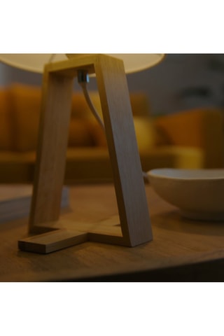 Lámpara de sobremesa de madera Nuts - Natural y blanco