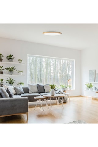 Plafón LED Willy - Imitación madera y blanco
