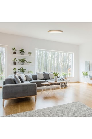 Plafón LED Willy - Imitación madera y blanco