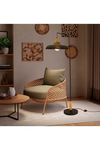 Lámpara de pie de madera Korg - Natural y negro