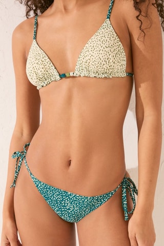 Slip bikini double face - Verde e bianco