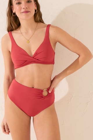 Slip bikini a vita alta - Rosso