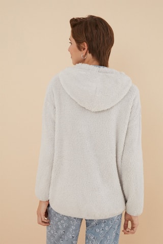 Felpa in pile con cappuccio - Grigio