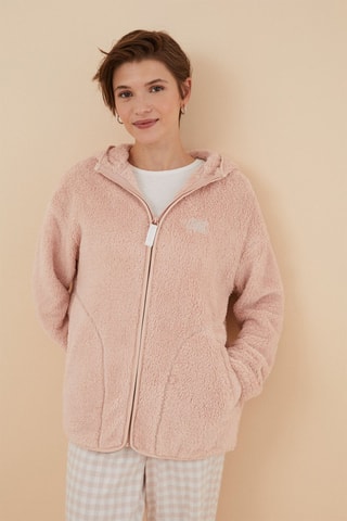 Felpa in pile con cappuccio - Rosa