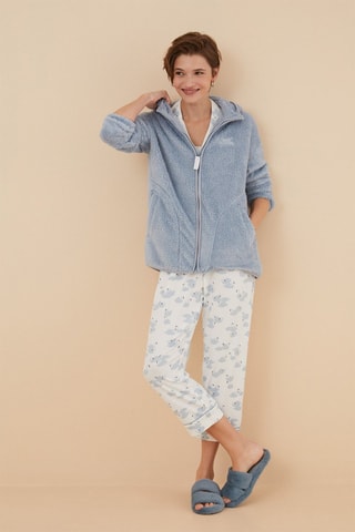 Felpa in pile con cappuccio - Blu