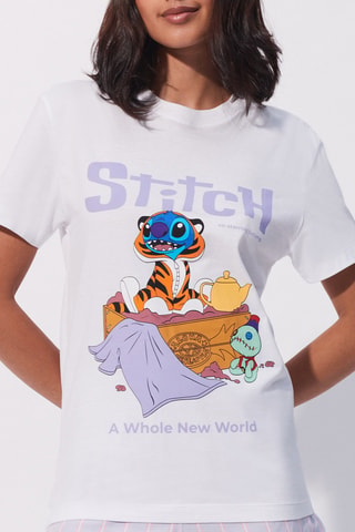 T-shirt de pijama Lilo Stitch e Stitch Disney - Branco