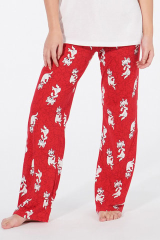 Calças de pijama direitas Marie Os Aristogatos Disney Christmariz - Vermelho