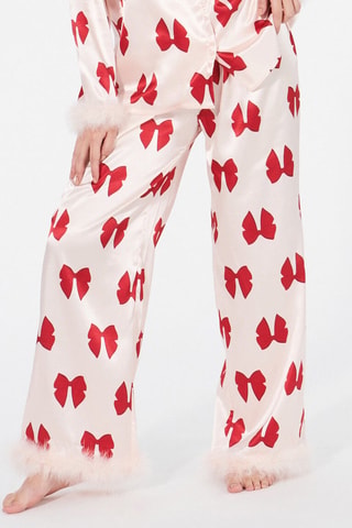 Calças de pijama direitas em plumas Eulaliz - Rosa
