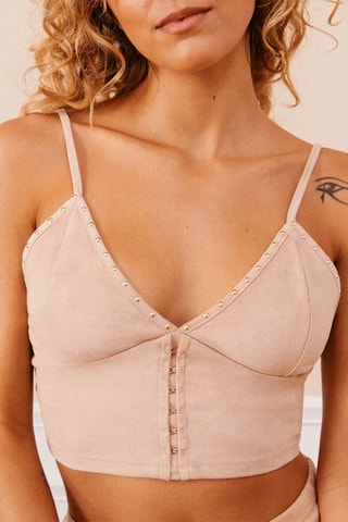 Crop top de pijama - Bege