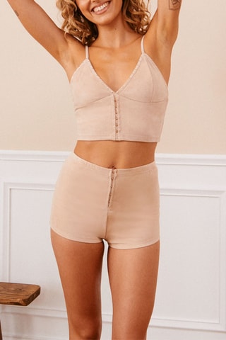 Crop top de pijama - Bege