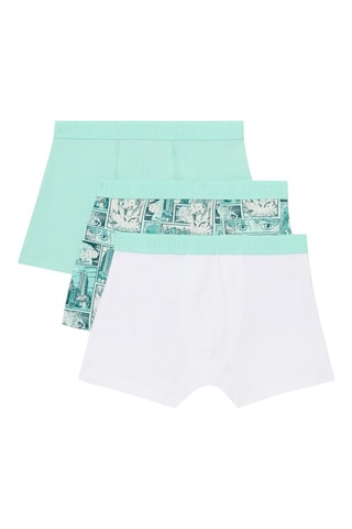3 boxers Teenwaviz - Turquesa e branco