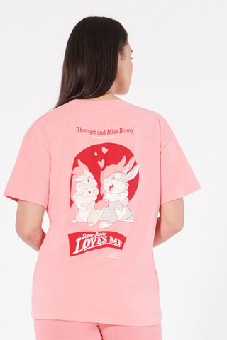 T-shirt de pijama Tambor e Miss Bunny Bambi Disney - coral e vermelho