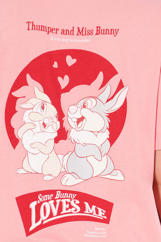 T-shirt de pijama Tambor e Miss Bunny Bambi Disney - coral e vermelho