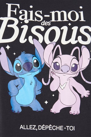 T-shirt Stitch e Angel Lilo e Stitch Disney - Preto