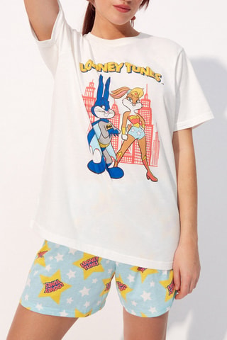 Calções em algodão biológico Looney Tunes Powerwarniz Azul-celeste