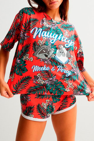 Calções Meeko e Percy Pocahontas Disney Tropinaughtiz - Vermelho e verde