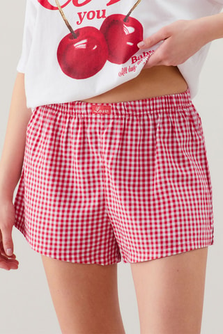 Calções de pijama - Cru e vermelho