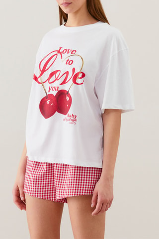 Calções de pijama - Cru e vermelho