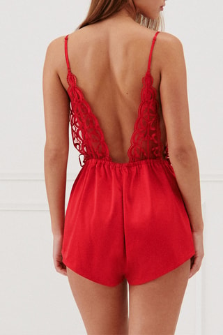 Macacão curto de pijama - Vermelho