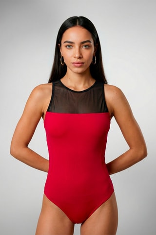 Maillot 1 pièce Camelia - Rouge et noir