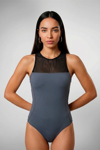 Maillot 1 pièce Camelia - Gris et noir