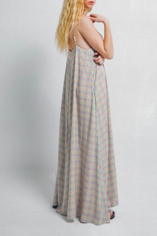 Vestido largo Mayane - Celeste y rosa