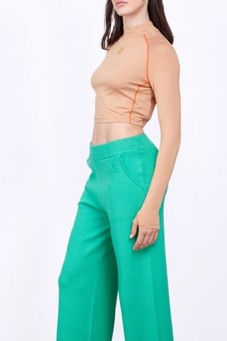 T-shirt cropped Celine - Marron clair